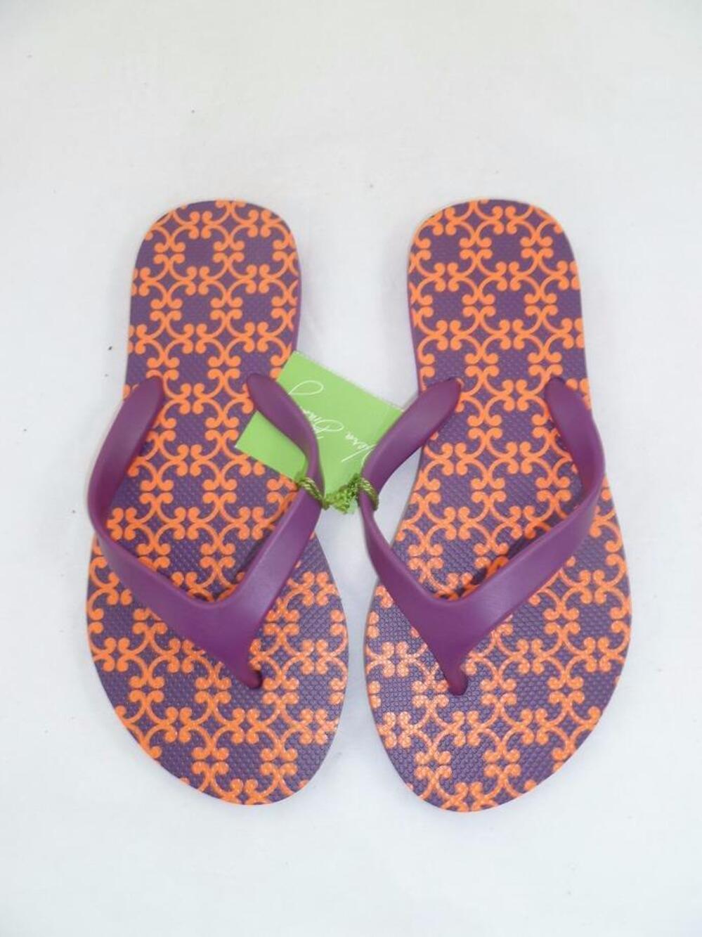 VERA BRADLEY SAFARI SUNSET SMALL PURPLE RUBBER BASIC THONGS/SANDALS/FLIP FLOPS
